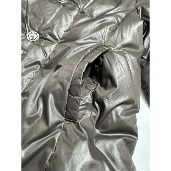 Y2K Gap Women's Puffer Jacket Small Brown Nylon Down Filled Snap Buttons New! - Picture 8 of 10